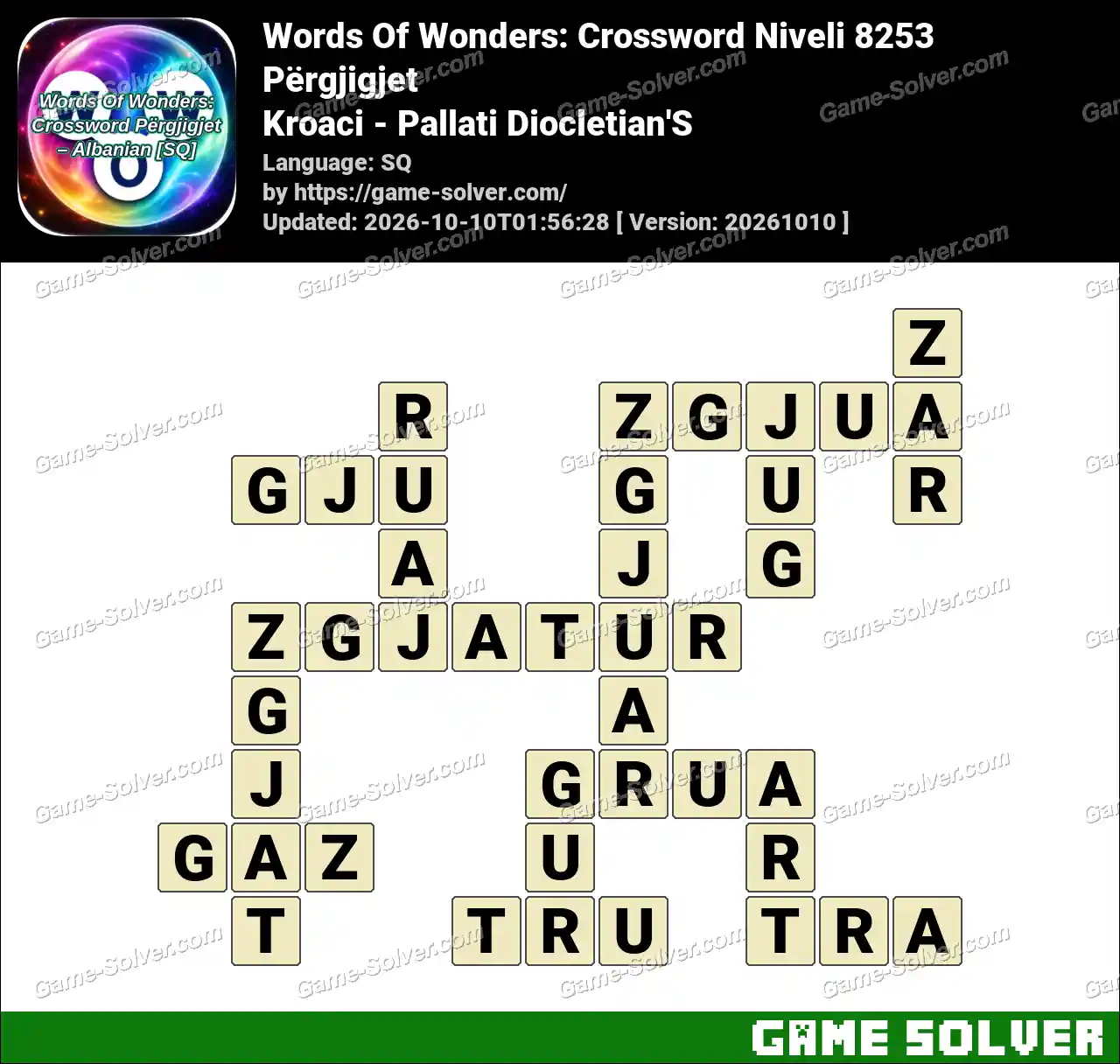 Words Of Wonders: Crossword Niveli 8253 Përgjigjet – Kroaci – Pallati Diocletian’S